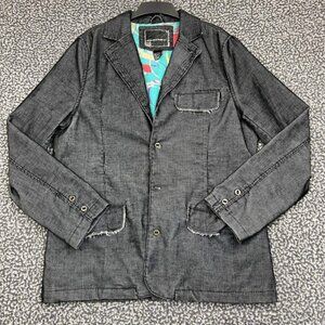 Oakley Blazer Coat Men Large Black Striped Denim Long Sleeve Outdoor